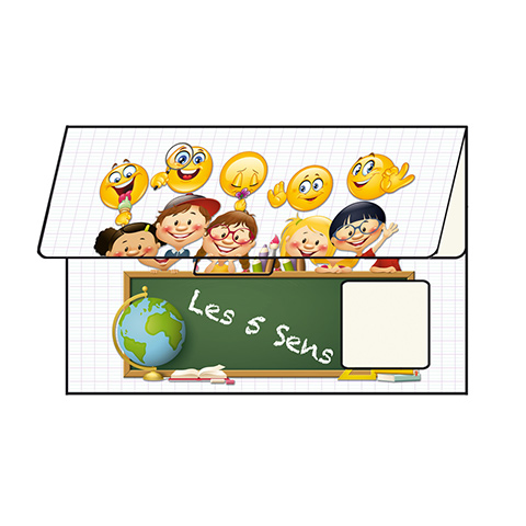 Pochette cartonnée scolaire pour format photo 20x30 - LES 5 SENS