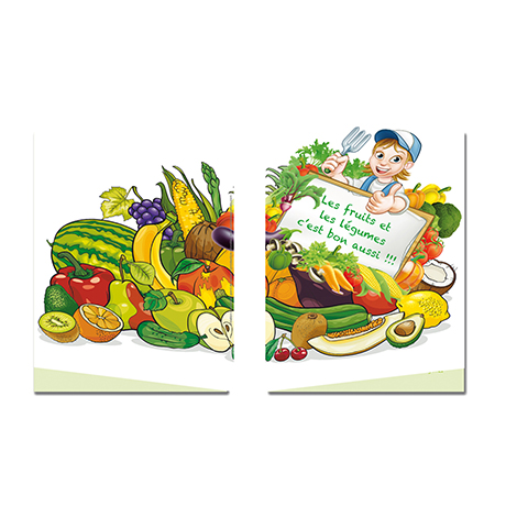 Cartonnage scolaire Diptyque pour portrait 13x18 - Fruits et légumes