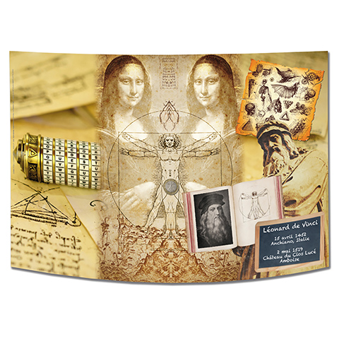 Cartonnage scolaire Chemise photo portrait 13x18/18x24/20x30 Léonard de Vinci + rabat Collé