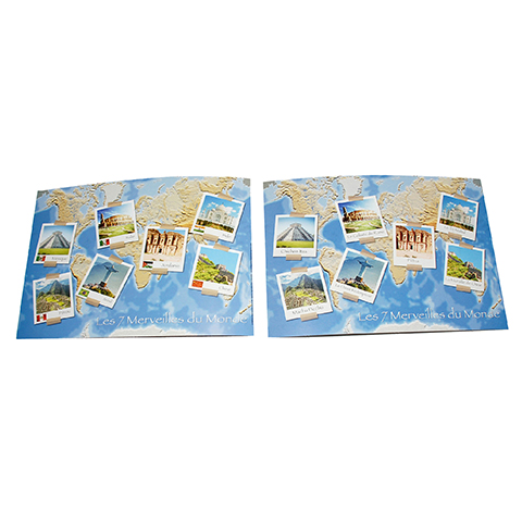 Cartonnage scolaire Chemise photo 18x24/18x27/20x30 Les 7 Merveilles du Monde + rabat Collé
