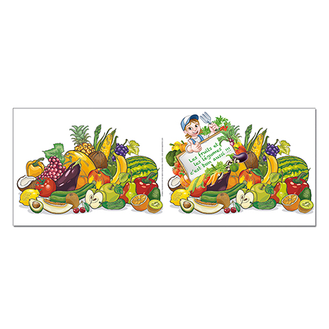 Cartonnage scolaire Chemise photo 18x24/18x27/20x30 Fruits et légumes + rabat Collé