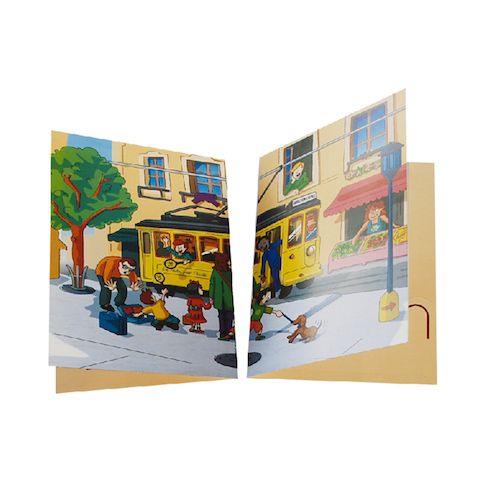 Cartonnage scolaire Diptyque pour portrait 13x18 - Tramway